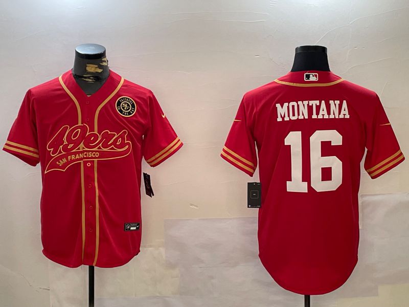 Men San Francisco 49ers #16 Montana Red Joint Name 2024 Nike Limited NFL Jersey style 12091